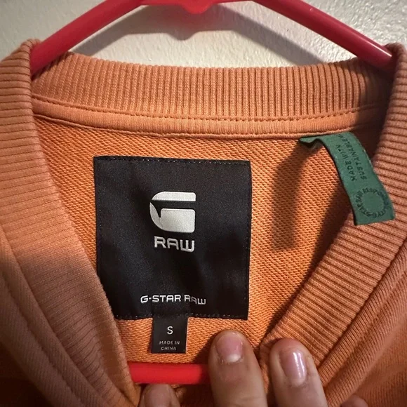 COPY - G-Star Orange Crewneck Sweater with Ribbed Details